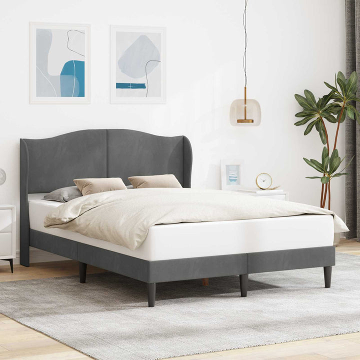 Sengestel med hovedgærde Mørkegrå 160 x 200 cm Fløjl