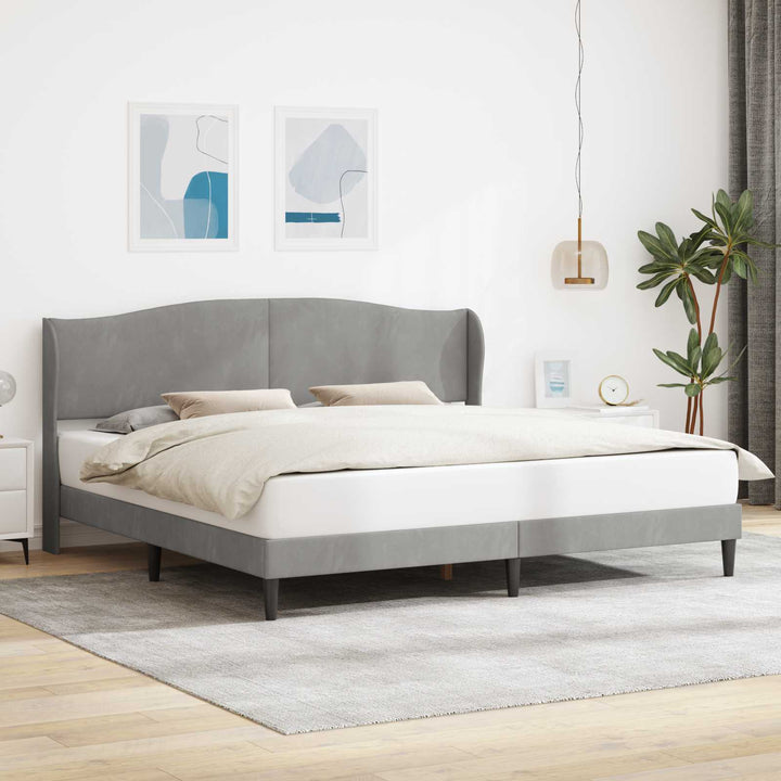Sengestel med hovedgærde Lysegrå 180 x 200 cm Fløjl