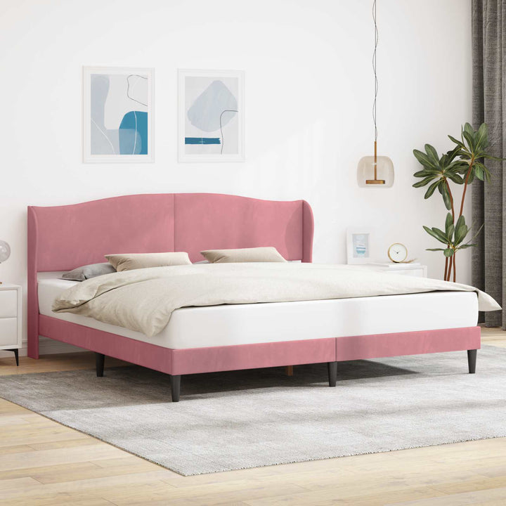 Sengestel med hovedgærde Lyserød 180 x 200 cm Fløjl