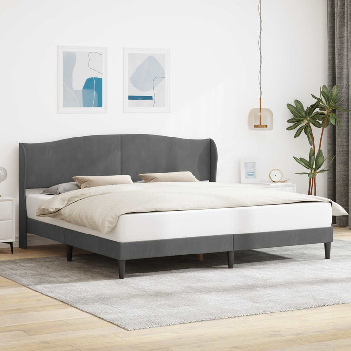 Sengestel med hovedgærde Mørkegrå 200 x 200 cm Fløjl