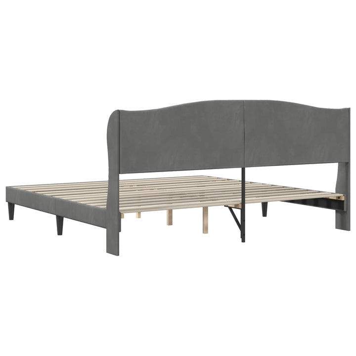 Sengestel med hovedgærde Mørkegrå 200 x 200 cm Fløjl