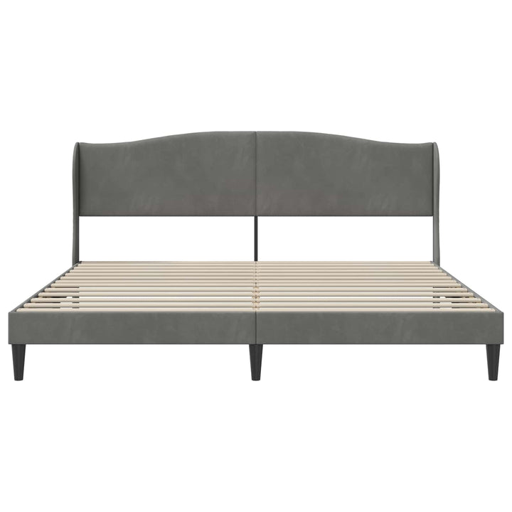 Sengestel med hovedgærde Mørkegrå 200 x 200 cm Fløjl
