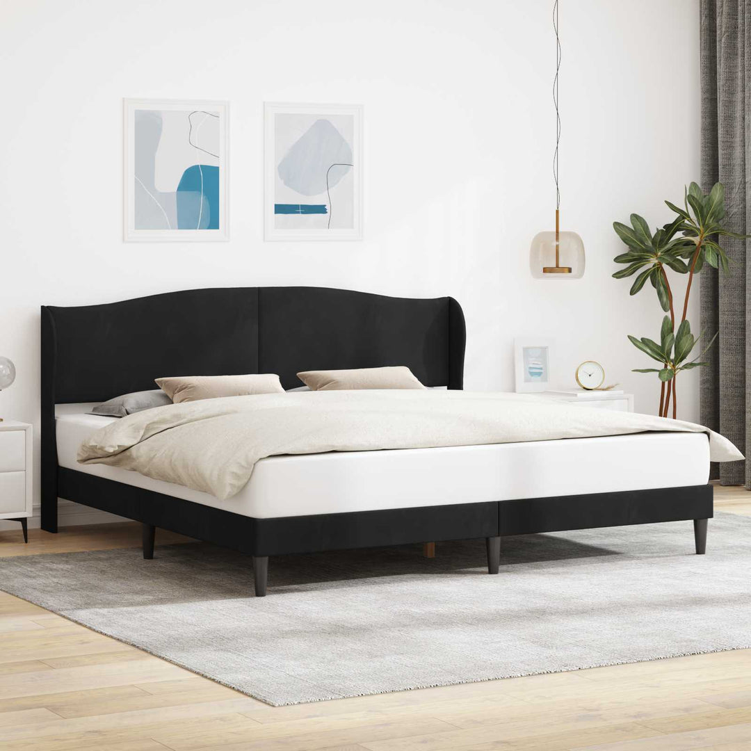 Sengestel med hovedgærde Sort 200 x 200 cm Fløjl