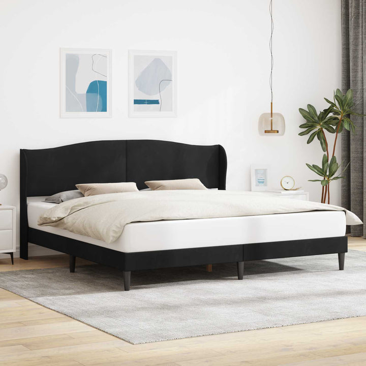 Sengestel med hovedgærde Sort 200 x 200 cm Fløjl