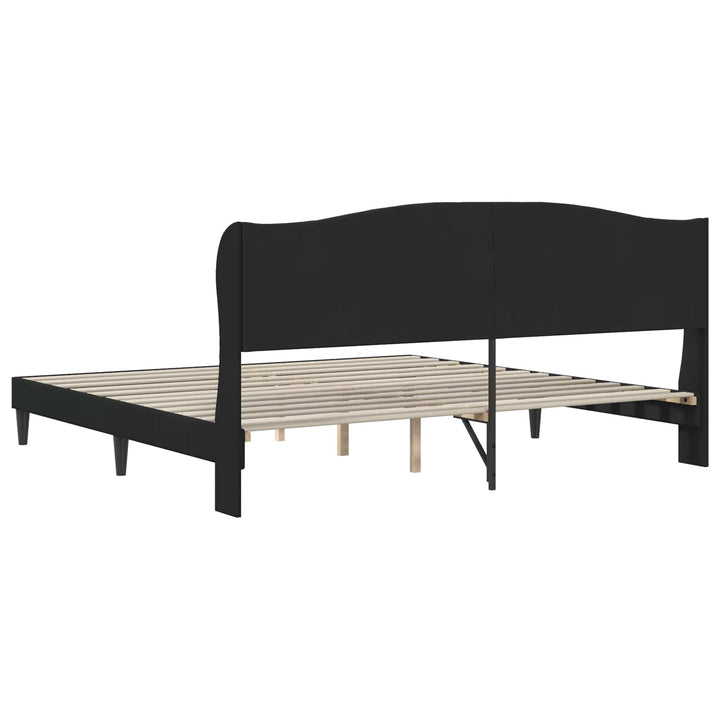 Sengestel med hovedgærde Sort 200 x 200 cm Fløjl