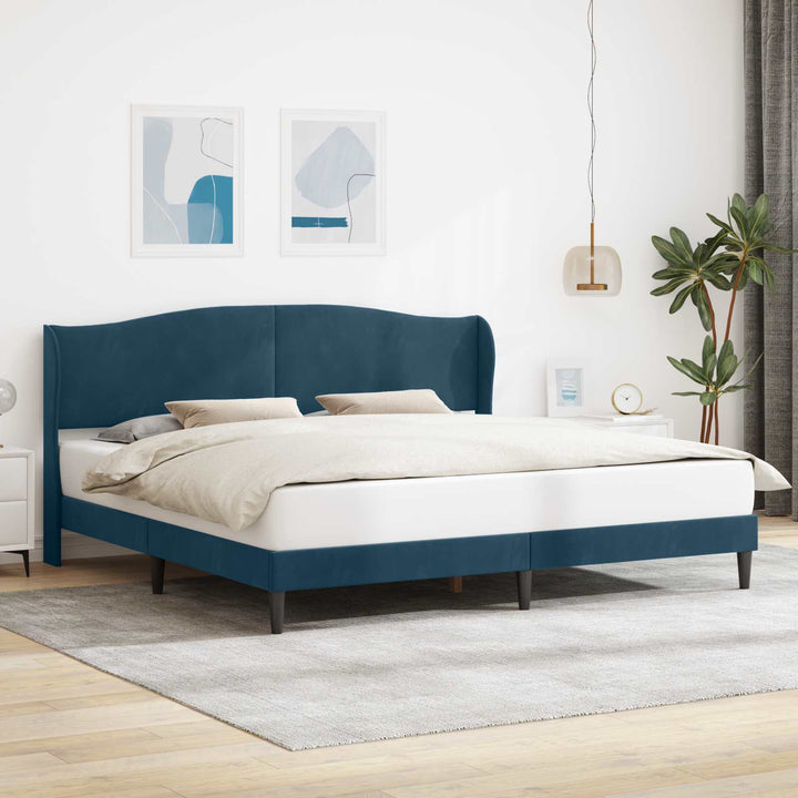 Sengestel med hovedgærde Blå 200 x 200 cm Fløjl