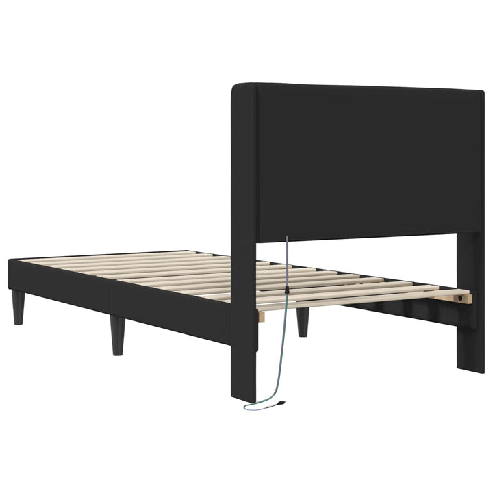 Sengestel med LED-lysstrimler Sort 80 x 200 cm Kunstlæder