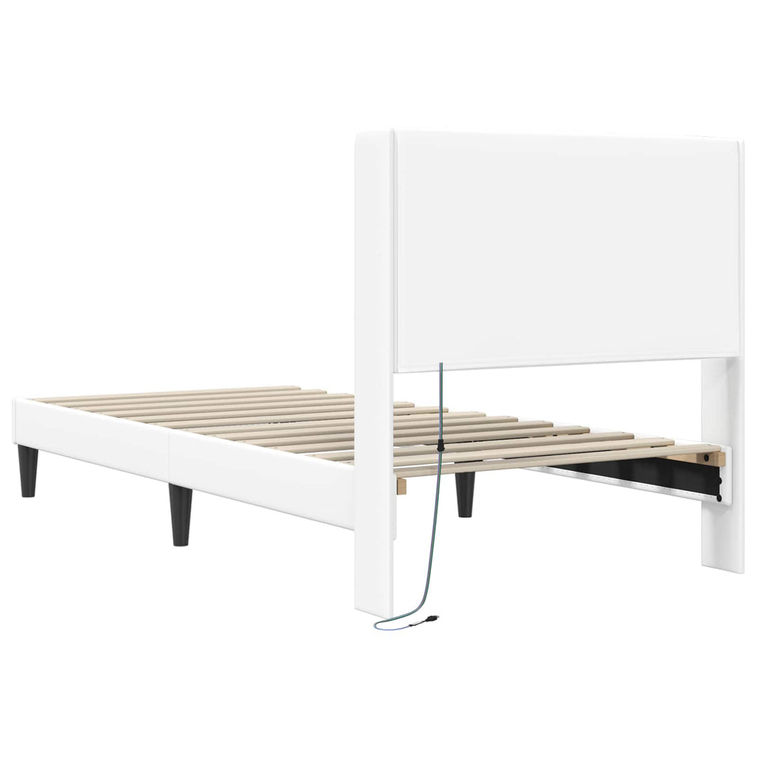 Sengestel med LED-lysstrimler Hvid 80 x 200 cm Kunstlæder