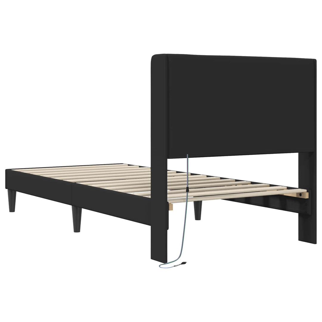 Sengestel med LED-lysstrimler Sort 90 x 190 cm Kunstlæder