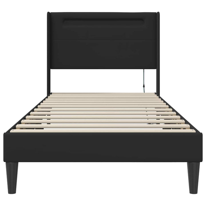 Sengestel med LED-lysstrimler Sort 90 x 190 cm Kunstlæder