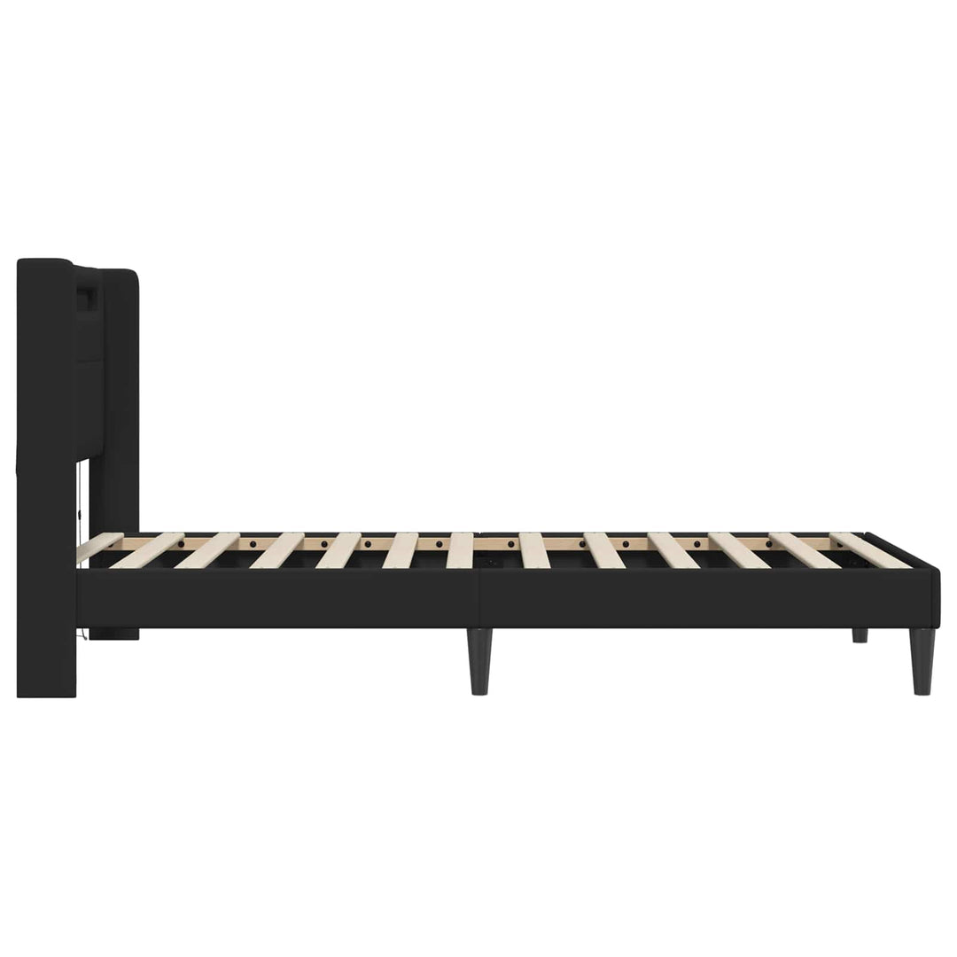 Sengestel med LED-lysstrimler Sort 90 x 190 cm Kunstlæder