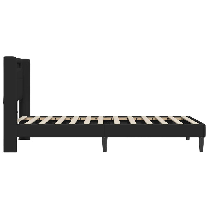 Sengestel med LED-lysstrimler Sort 90 x 190 cm Kunstlæder