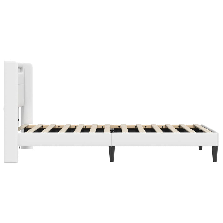 Sengestel med LED-lysstrimler Hvid 100 x 200 cm Kunstlæder