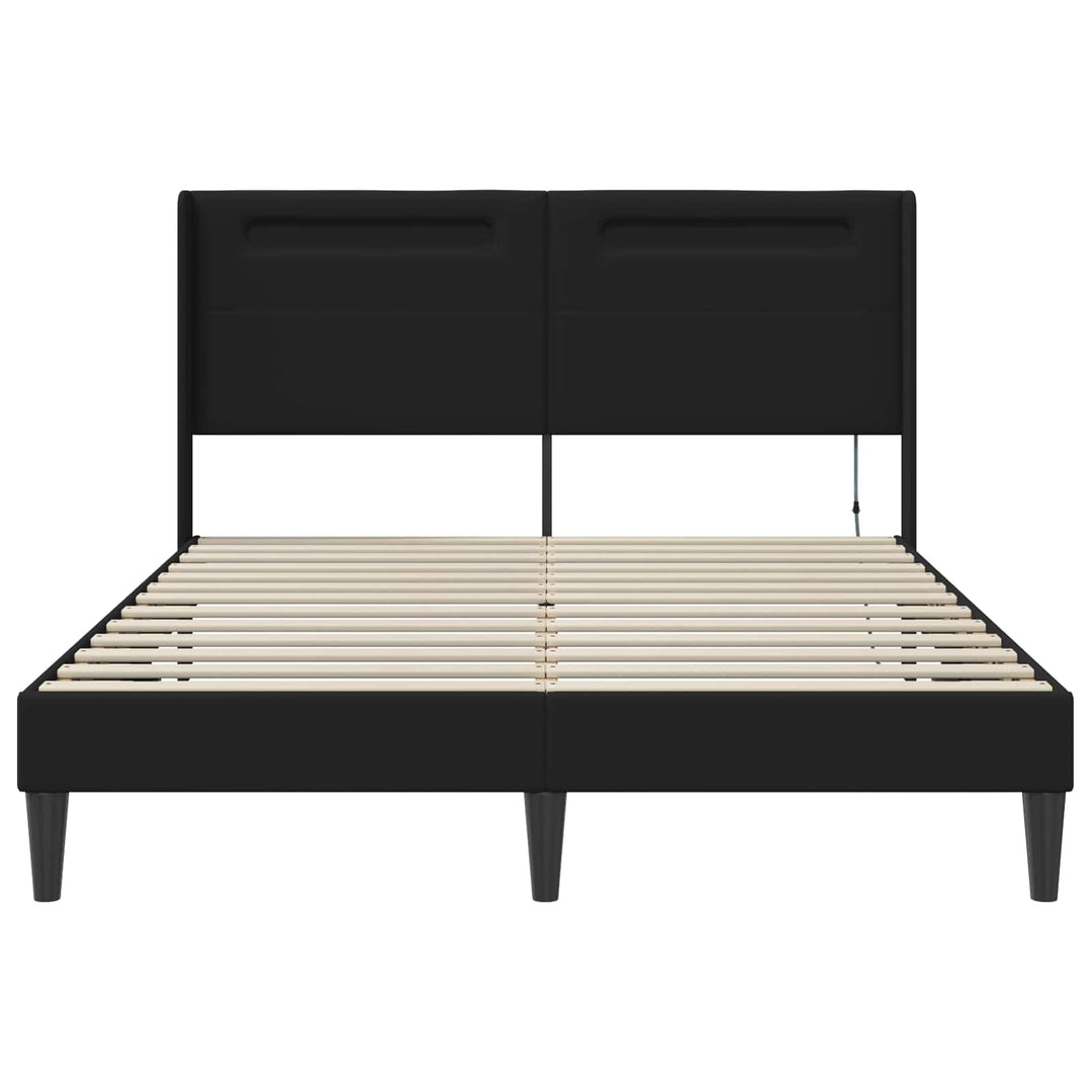 Sengestel med LED-lysstrimler Sort 120 x 200 cm Kunstlæder