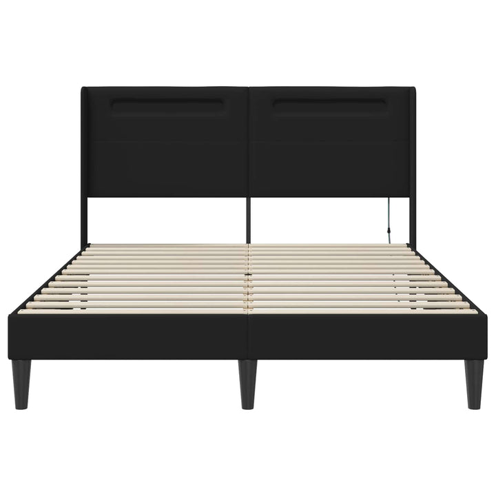 Sengestel med LED-lysstrimler Sort 120 x 200 cm Kunstlæder