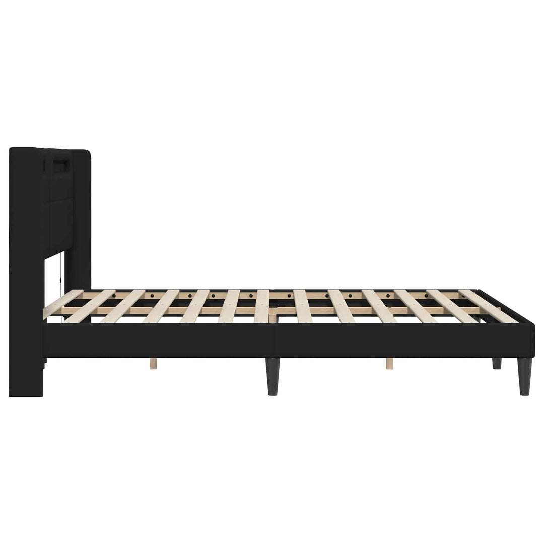 Sengestel med LED-lysstrimler Sort 120 x 200 cm Kunstlæder