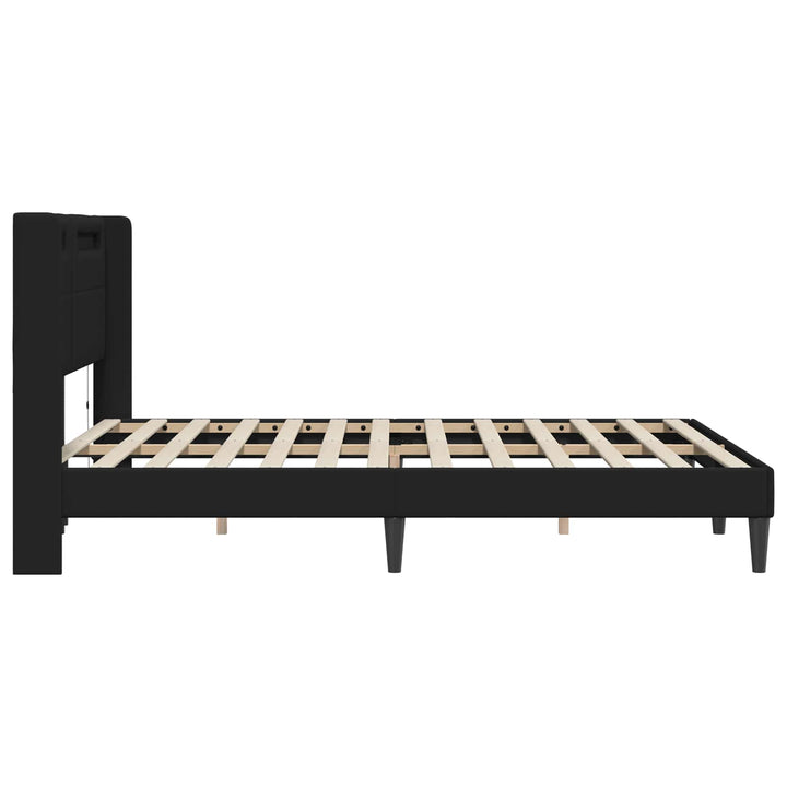 Sengestel med LED-lysstrimler Sort 140 x 190 cm Kunstlæder