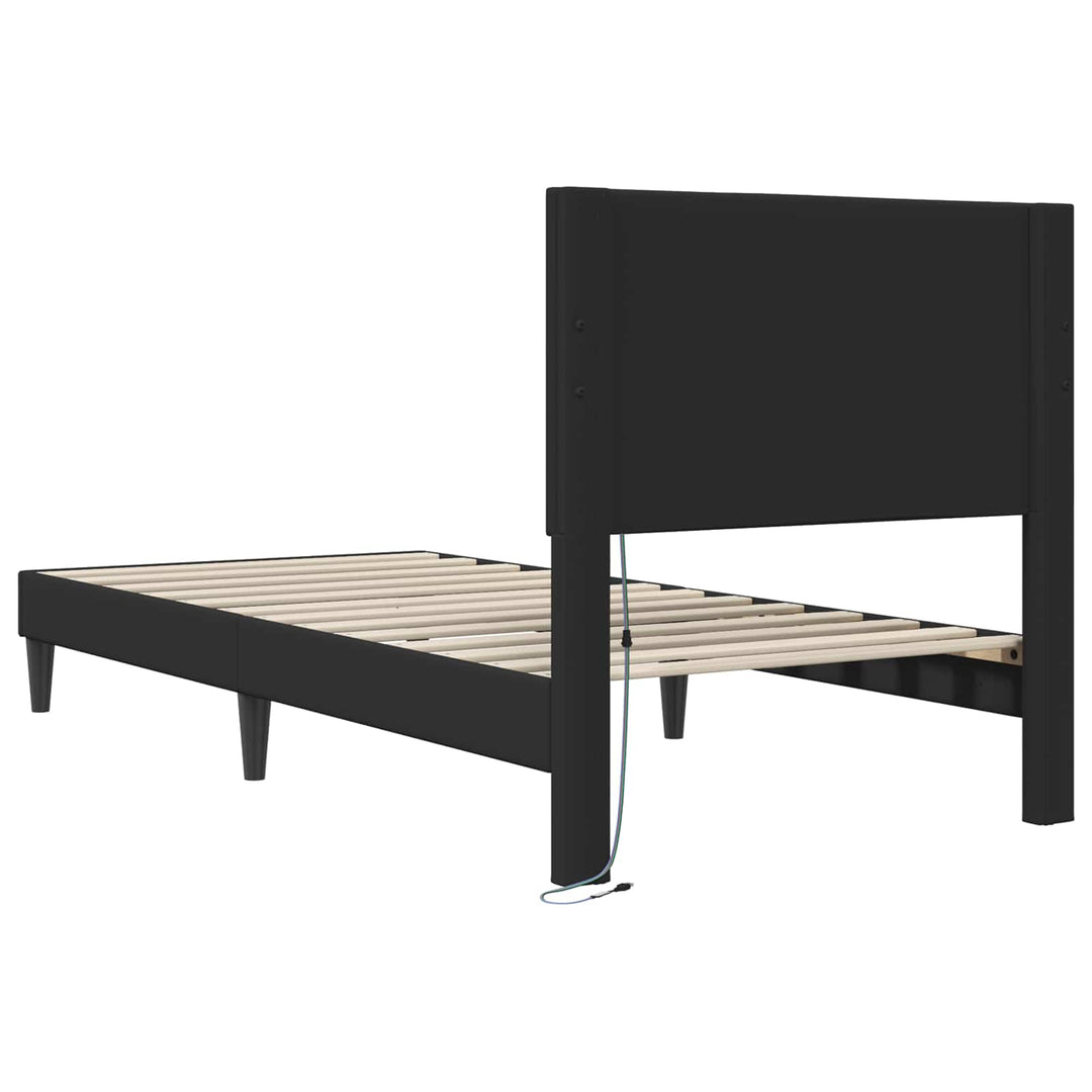 Sengestel med LED-lysstrimler Sort 80 x 200 cm Kunstlæder