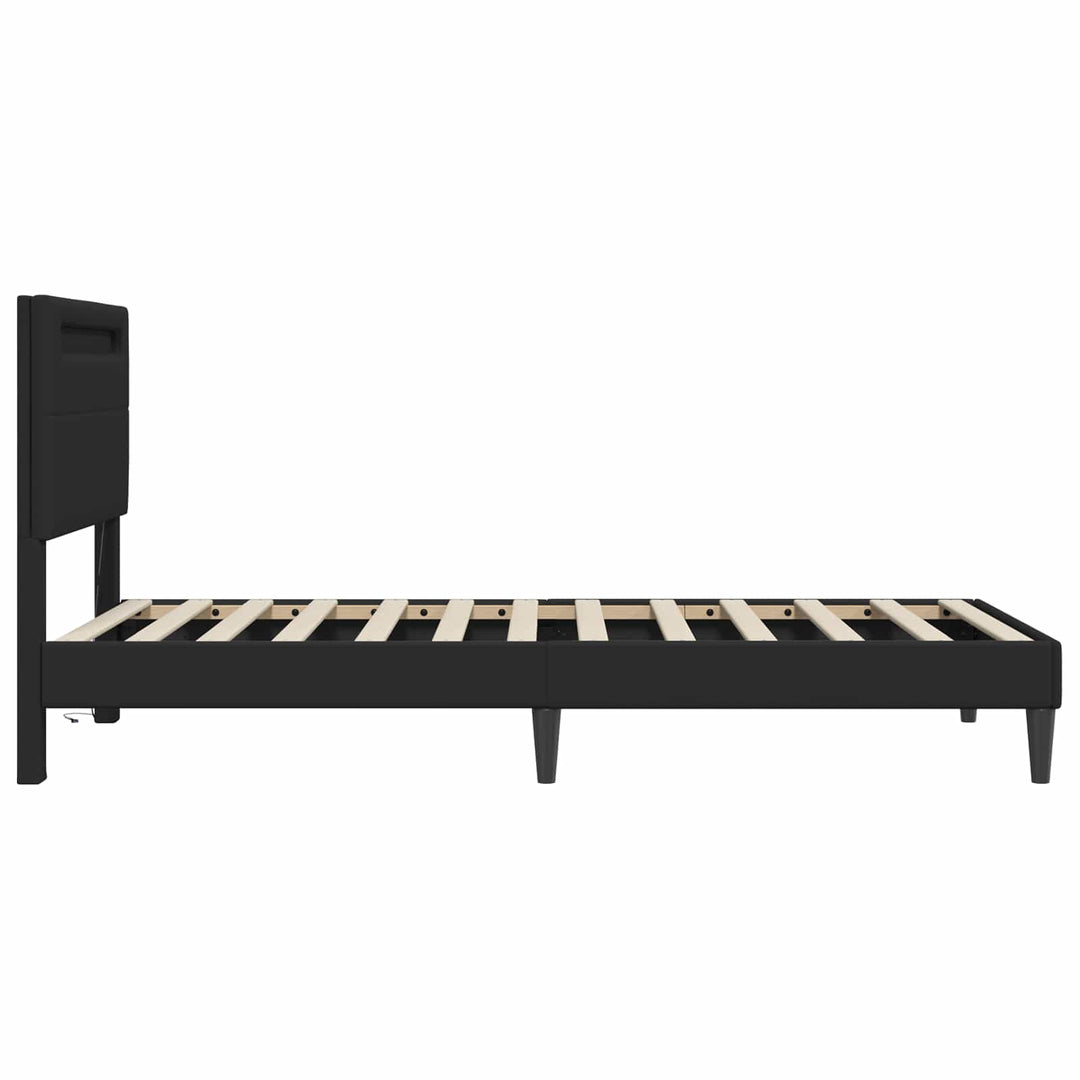 Sengestel med LED-lysstrimler Sort 80 x 200 cm Kunstlæder