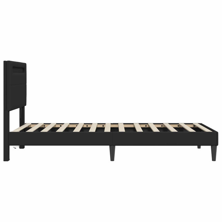 Sengestel med LED-lysstrimler Sort 80 x 200 cm Kunstlæder