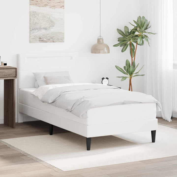 Sengestel med LED-lysstrimler Hvid 80 x 200 cm Kunstlæder