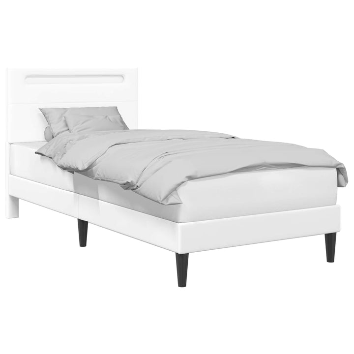 Sengestel med LED-lysstrimler Hvid 90 x 190 cm Kunstlæder