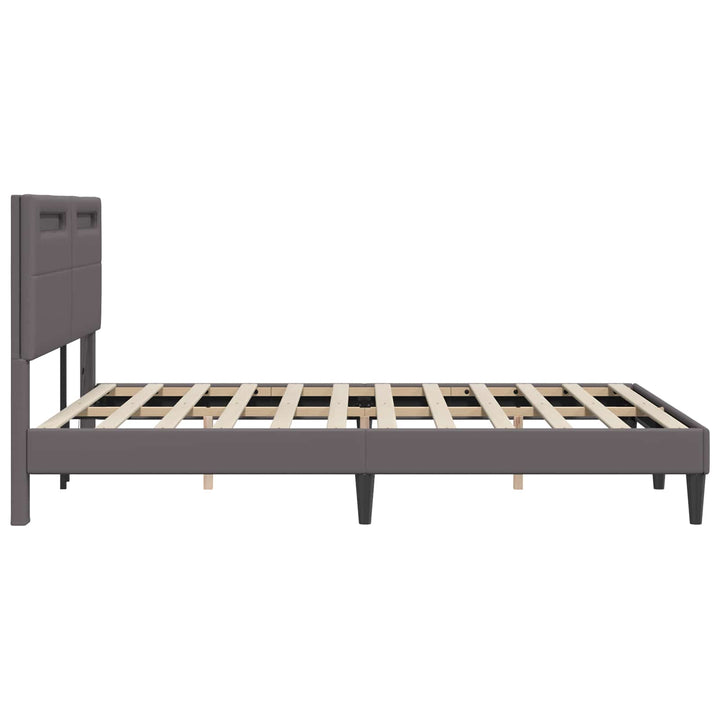 Sengestel med LED-lysstrimler Grå 120 x 190 cm Kunstlæder