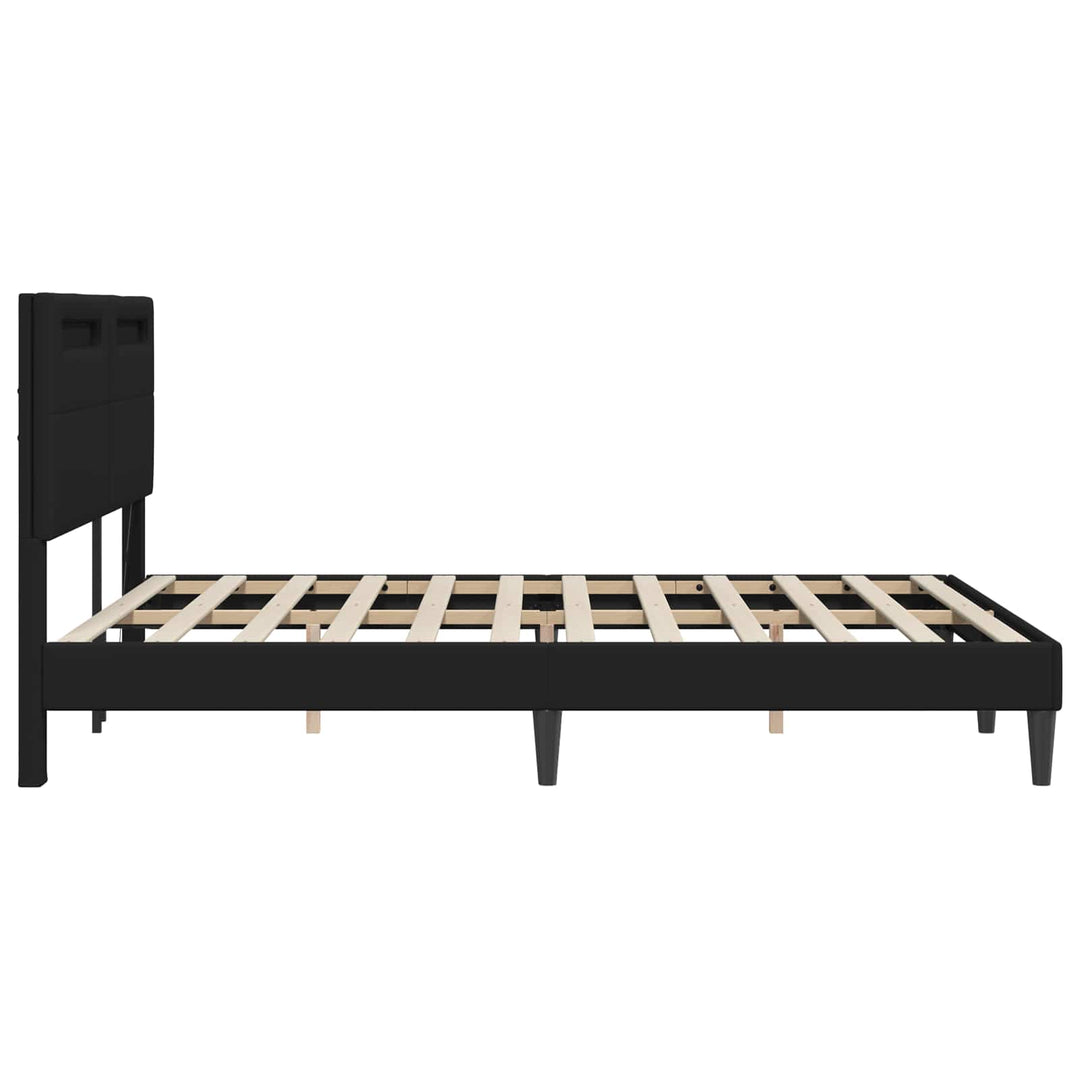Sengestel med LED-lysstrimler Sort 120 x 200 cm Kunstlæder