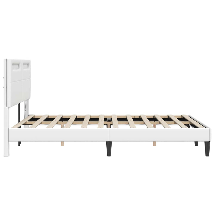 Sengestel med LED-lysstrimler Hvid 120 x 200 cm Kunstlæder