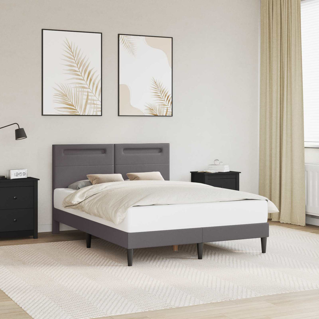 Sengestel med LED-lysstrimler Grå 160 x 200 cm Kunstlæder