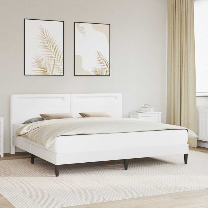 Sengestel med LED-lysstrimler Hvid 180 x 200 cm Kunstlæder