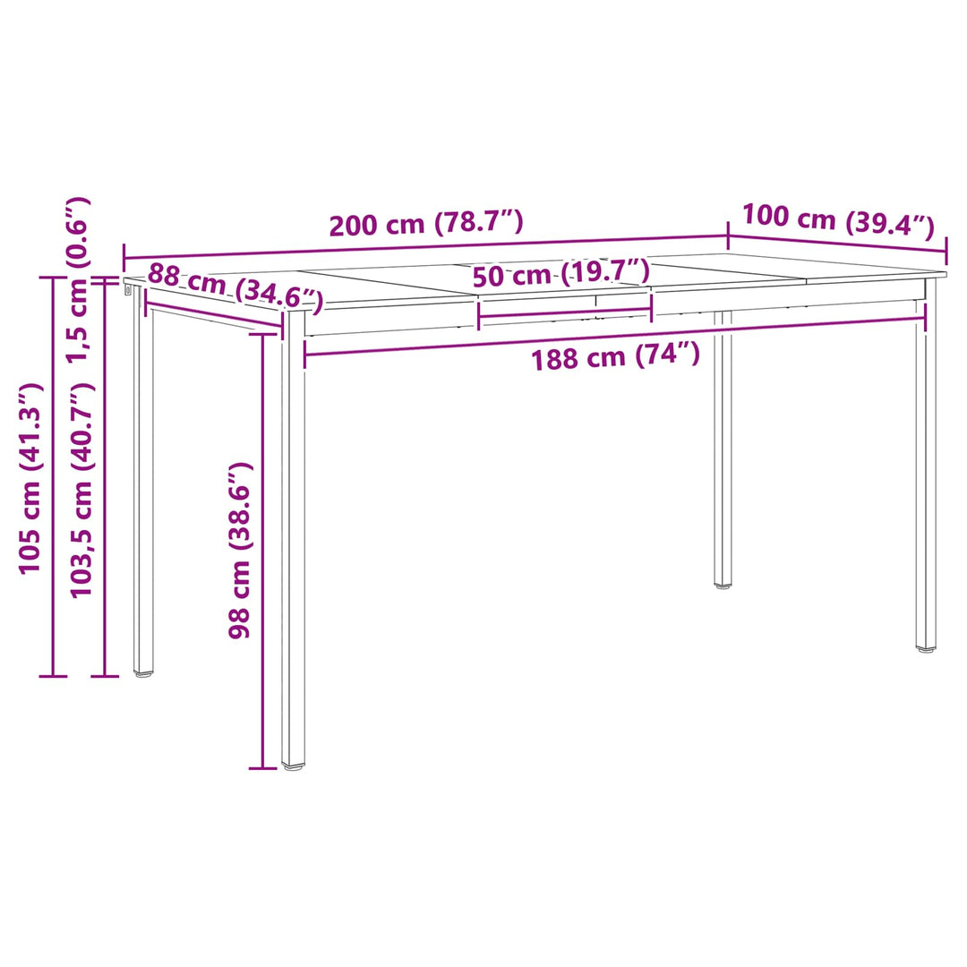 Barbord Hvid 200 x 100 x 105 cm Massiv fyrretræ