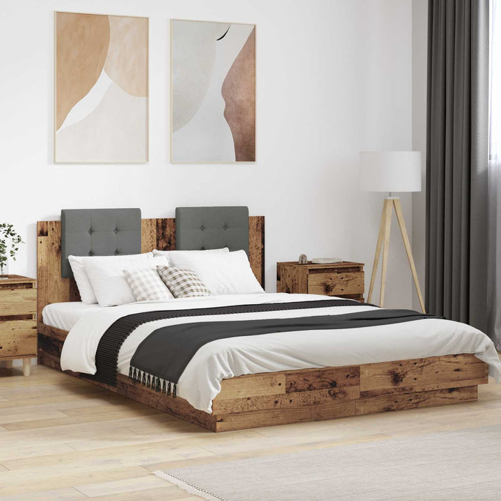 Sengestel med hovedgærde Gammelt træ 140 x 200 cm