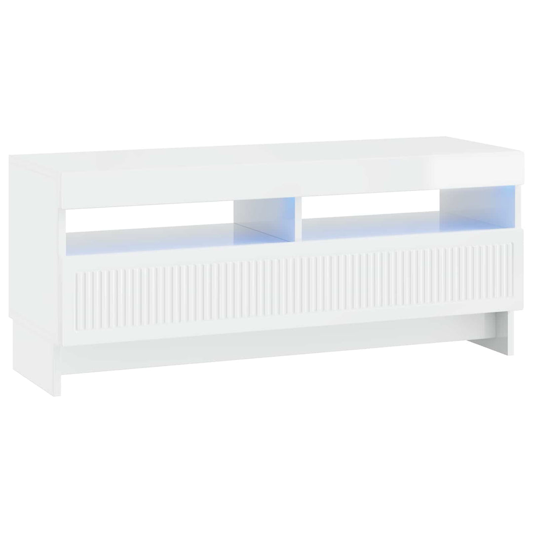 5-delt LED TV-skab Hvid højglans Konstrueret træ