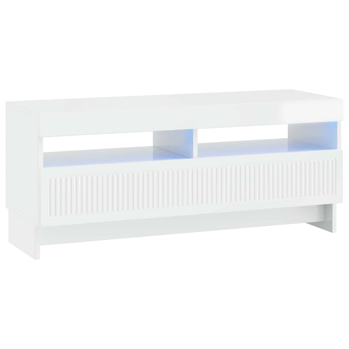 5-delt LED TV-skab Hvid højglans Konstrueret træ