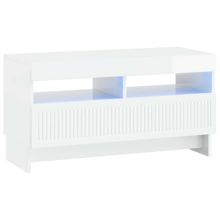 5-delt LED TV-skab Hvid højglans Konstrueret træ