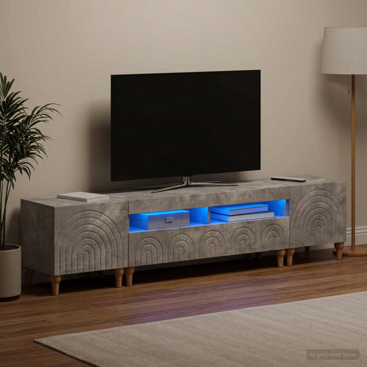 3-delt LED TV Skab Betongrå Konstrueret træ