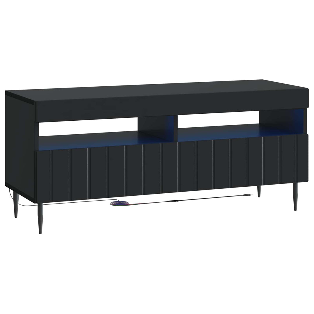 5-delt LED TV-skab Sort Konstrueret træ