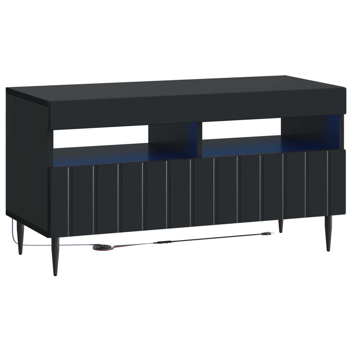 5-delt LED TV-skab Sort Konstrueret træ