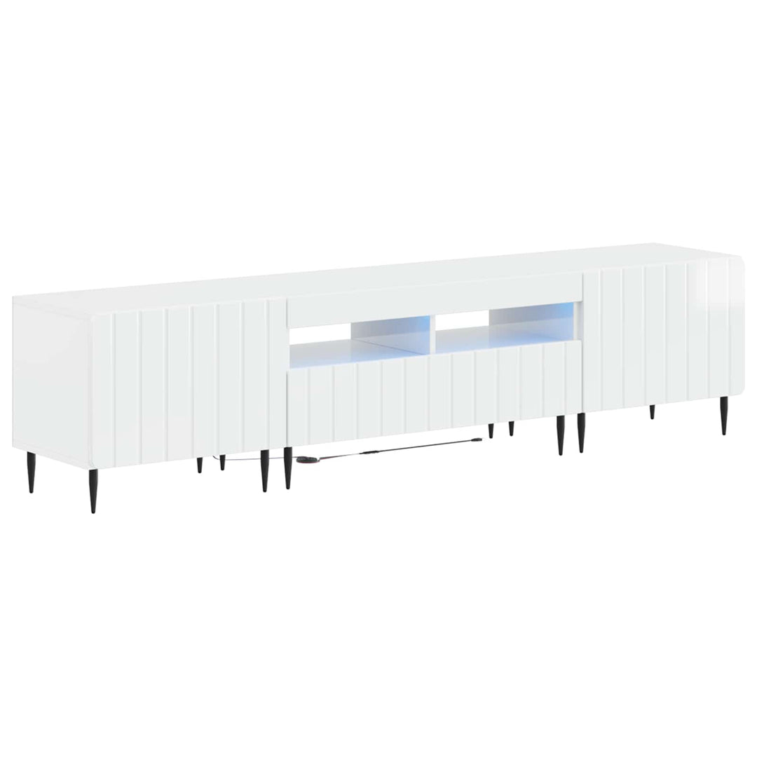 5-delt LED TV-skab Hvid højglans Konstrueret træ