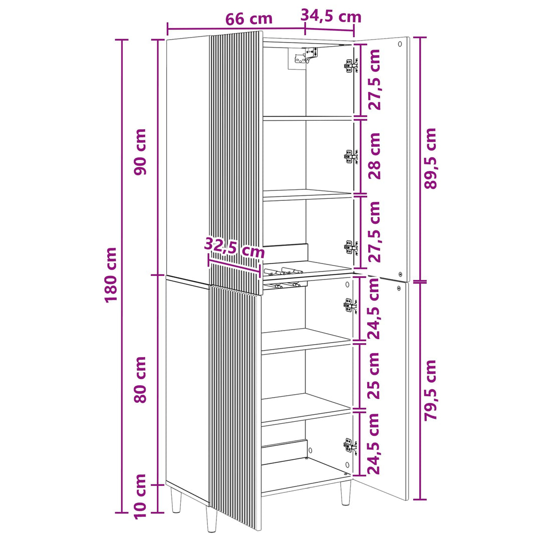 Skab Sæt 2 pcs Gammelt træ 66 x 34,5 x 90 cm Konstrueret træ