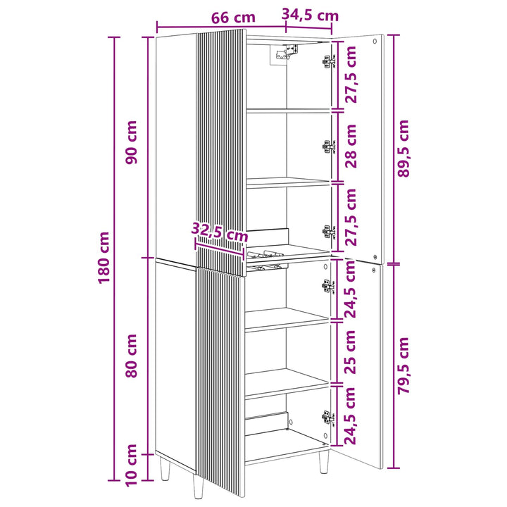 Skab Sæt 2 pcs Gammelt træ 66 x 34,5 x 90 cm Konstrueret træ