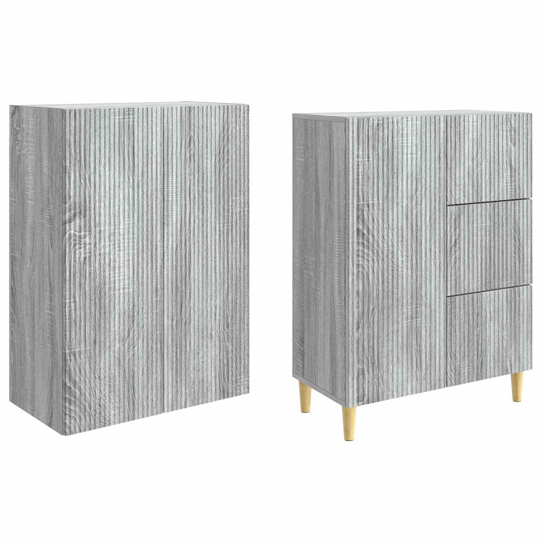 Skab Sæt 2 pcs Grå Sonoma 66 x 34,5 x 90 cm Konstrueret træ