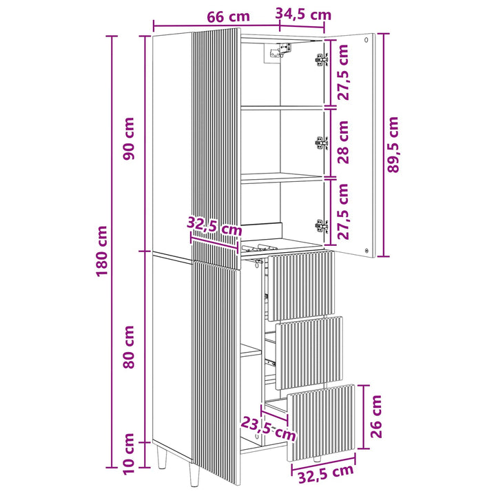 Skab Sæt 2 pcs Grå Sonoma 66 x 34,5 x 90 cm Konstrueret træ