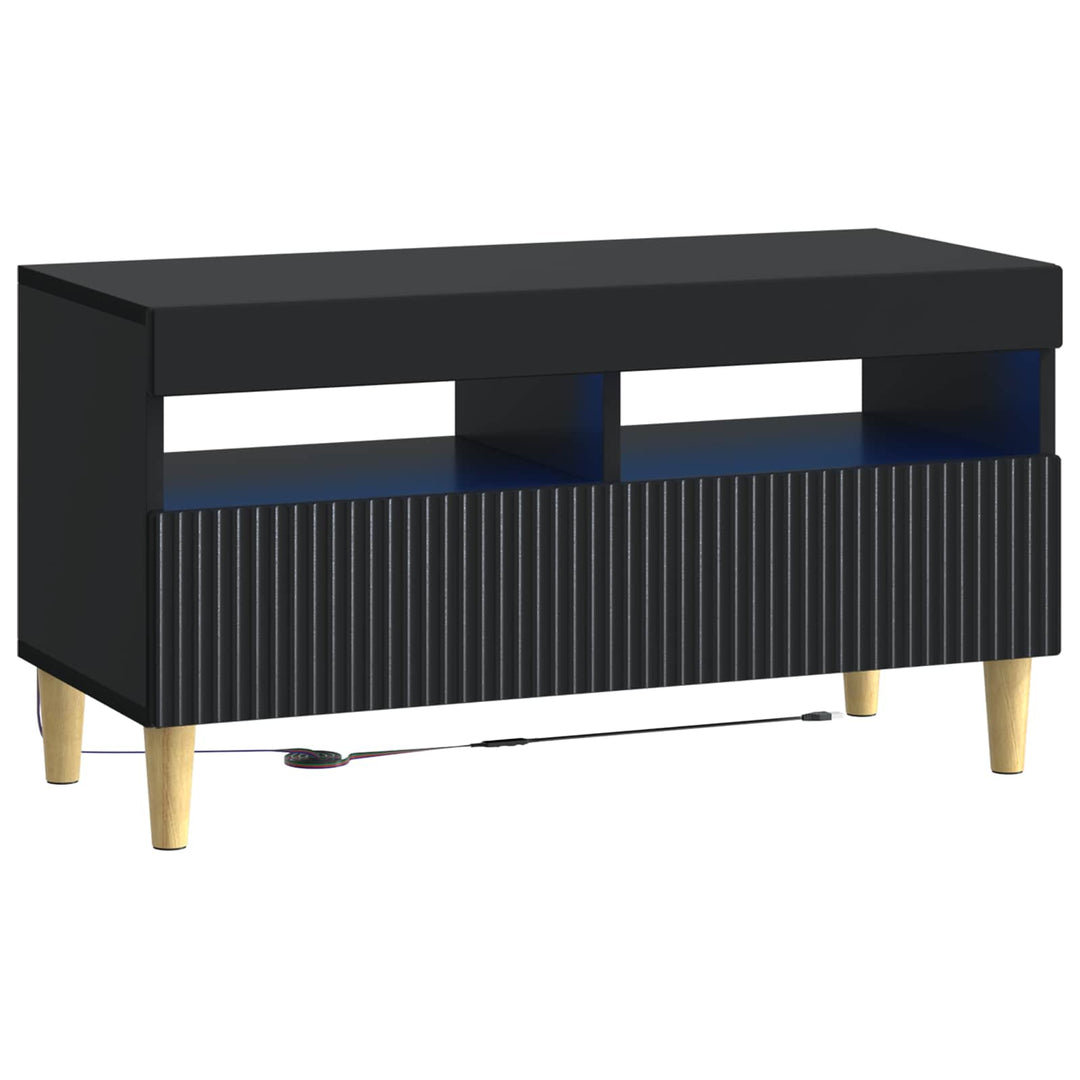 5-delt LED TV-skab Sort Konstrueret træ