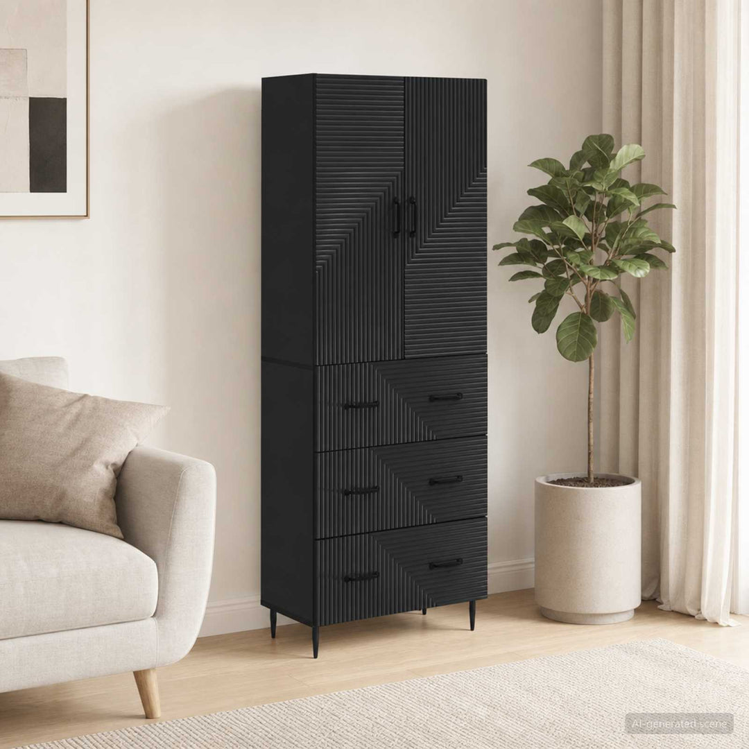 Skab Sæt 2 pcs Sort 66 x 34,5 x 90 cm Konstrueret træ