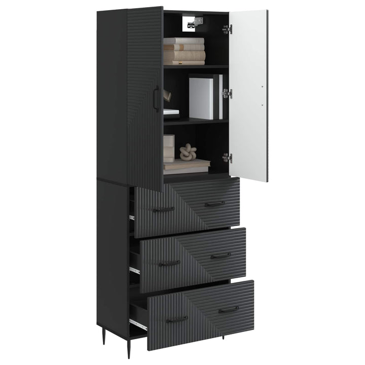 Skab Sæt 2 pcs Sort 66 x 34,5 x 90 cm Konstrueret træ