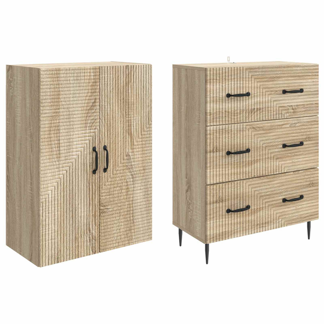 Skab Sæt 2 pcs Sonoma-eg 66 x 34,5 x 90 cm Konstrueret træ
