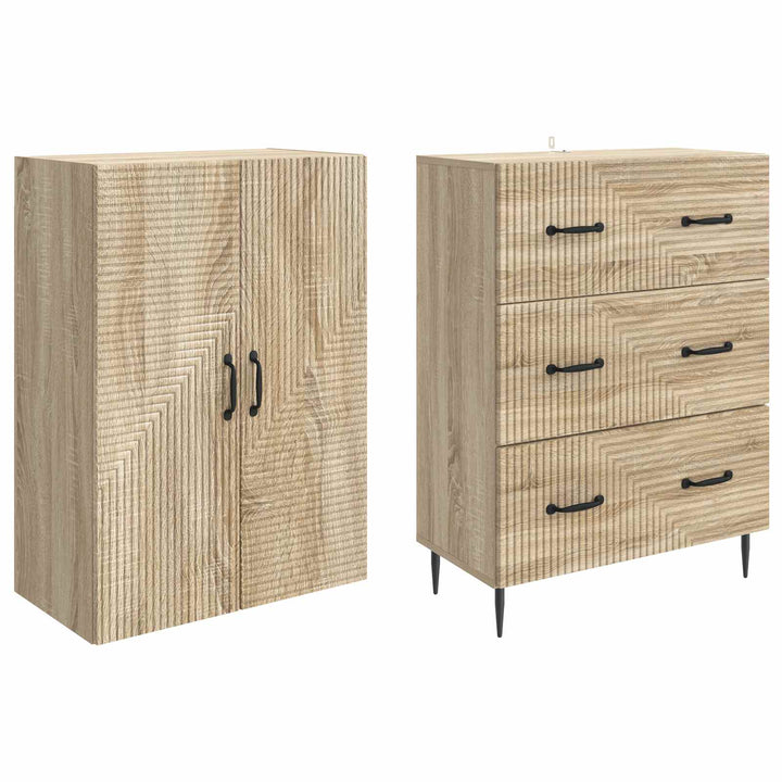 Skab Sæt 2 pcs Sonoma-eg 66 x 34,5 x 90 cm Konstrueret træ