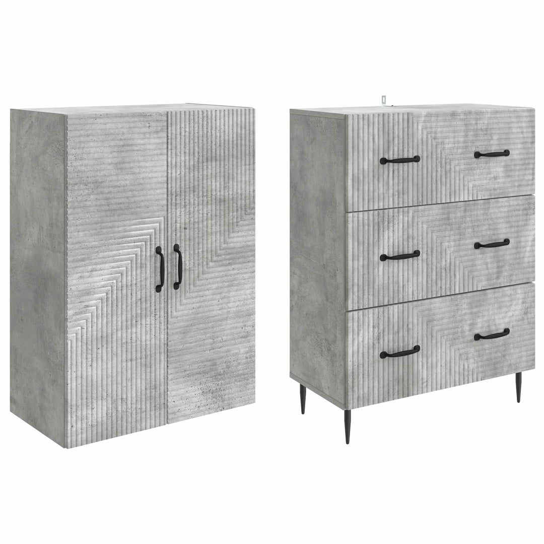 Skab Sæt 2 pcs Betongrå 66 x 34,5 x 90 cm Konstrueret træ